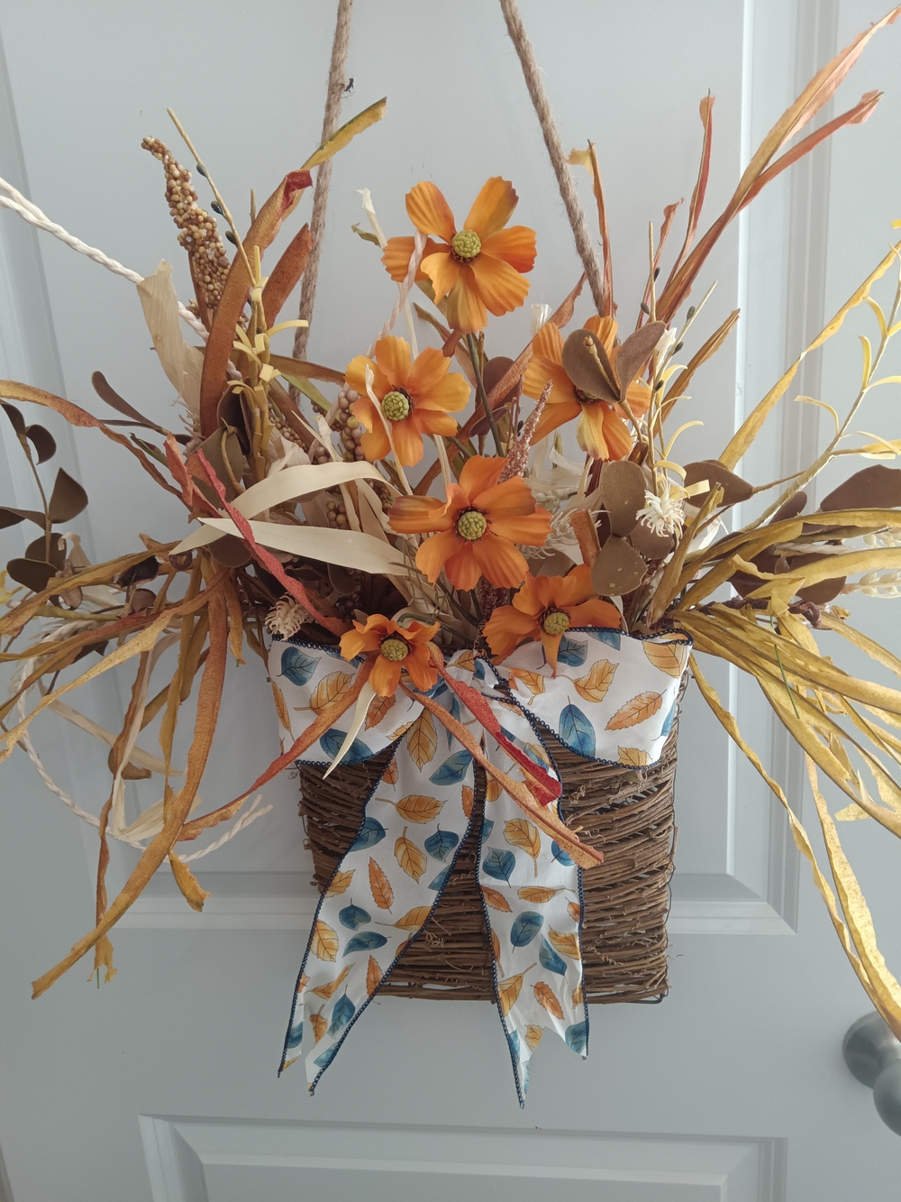 Autumn Orange Floral Hanging Basket by